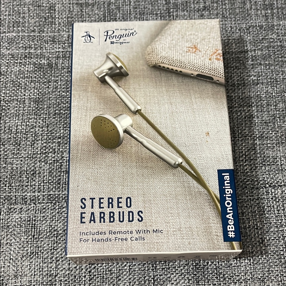 Original Penguin Earbuds - Silver and Olive- new great gift